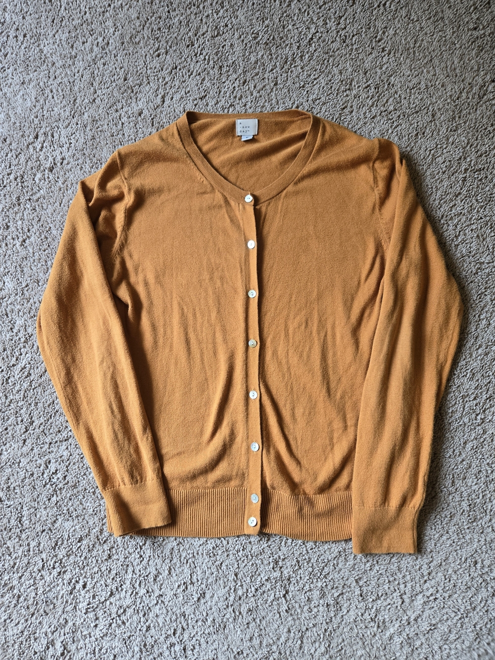 A New Day Mustard Yellow Cotton Cardigan M